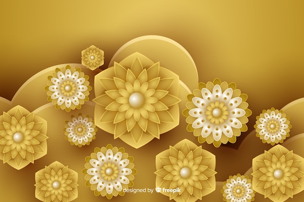 Fond Avec Des Fleurs D'or 3d, Conception Islamique