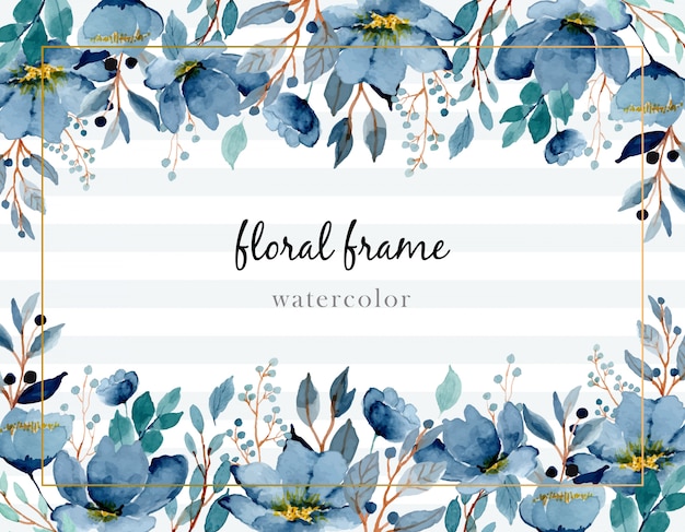 Fond Floral Aquarelle Indigo