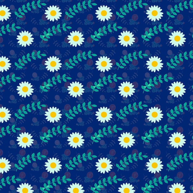 Un Fond Floral Bleu Avec Des Marguerites Et Un Motif Floral Bleue