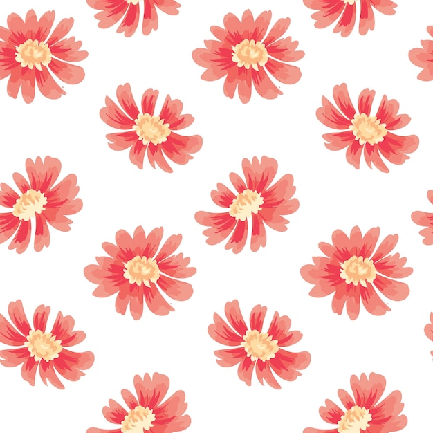 Fond floral de conception simple avec tête de fleur rose sur blanc Impression botanique romantique de modèle sans couture avec bourgeons de gerbera de croquis Illustration vectorielle