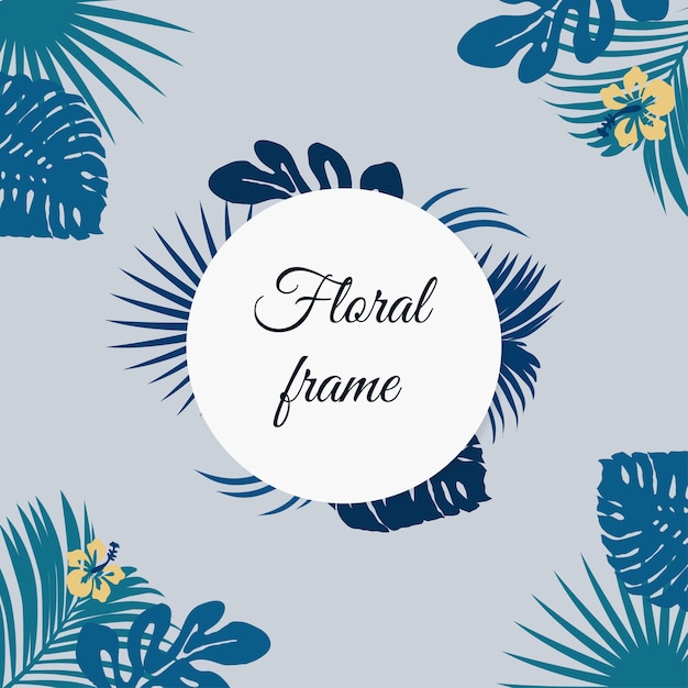 Fond floral avec des feuilles bleues tropicales