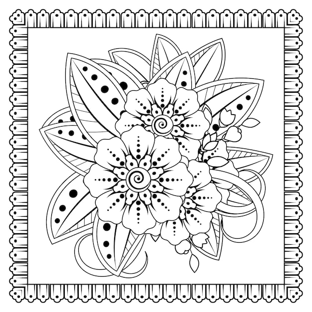 Fond Floral Avec Fleur De Mehndi. Ornement Décoratif De Style Oriental Ethnique. Livre De Coloriage.