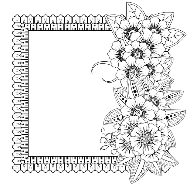 Vecteur fond floral avec fleur de mehndi. ornement décoratif de style oriental ethnique. livre de coloriage.