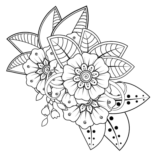 Vecteur fond floral avec fleur de mehndi. ornement décoratif de style oriental ethnique. livre de coloriage.