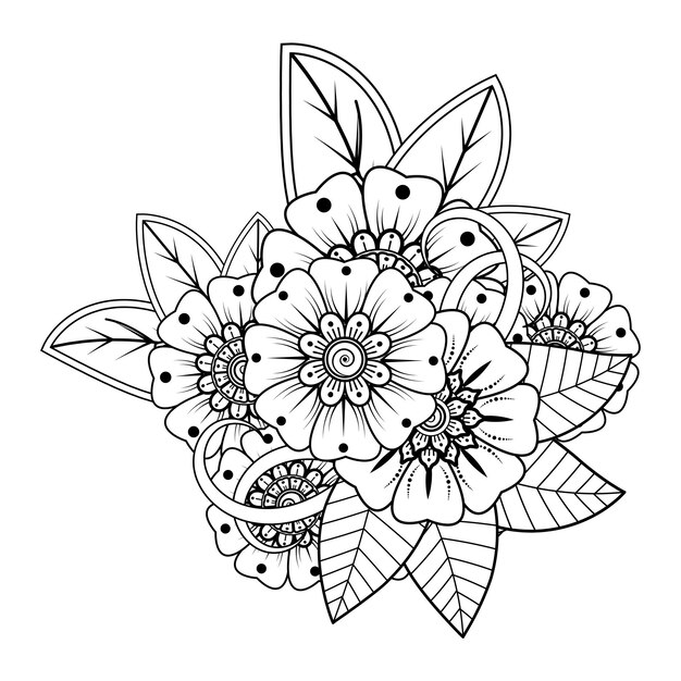 Vecteur fond floral avec fleur de mehndi. ornement décoratif de style oriental ethnique. livre de coloriage.