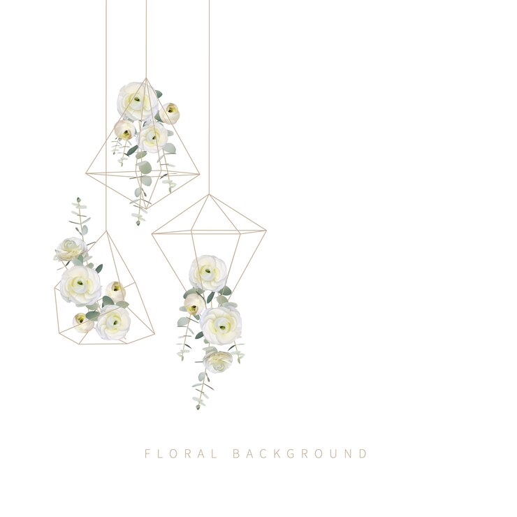 fond floral avec des fleurs de renoncule blanc floral