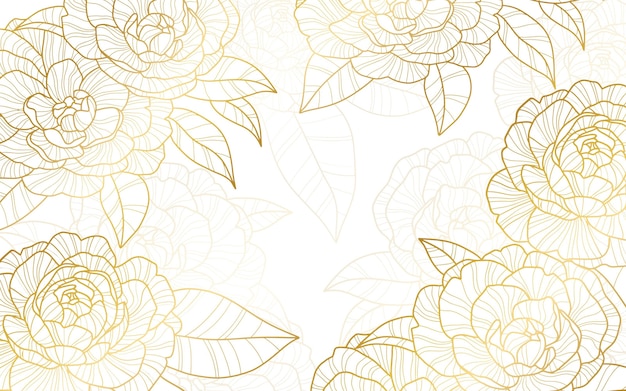 Fond floral gravé linéaire dessiné à la main