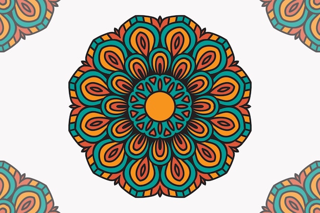 Fond Floral Motif Mandala Coloré