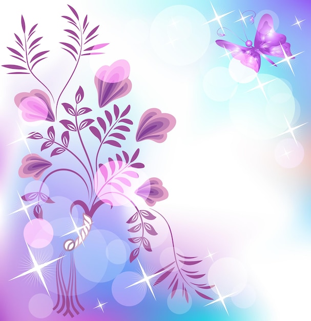 Fond floral avec papillon