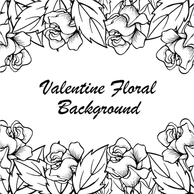 Fond Floral De Valentine Dessiné à La Main