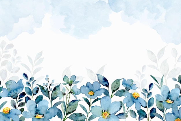 Fond floral vert bleu avec aquarelle