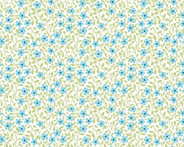 Vecteur fond floral vintage. modèle sans couture pour la conception et les impressions de mode. motif de fleurs avec de petites fleurs bleues sur fond blanc. style ditsy.