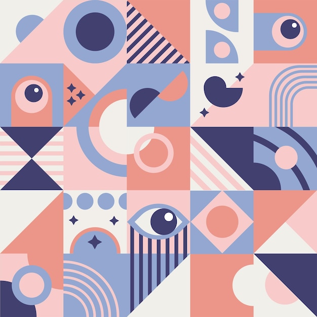Fond De Formes Géométriques Carrées. Esthétique dans la conception de motifs abstraits. figures minimalistes vectorielles. Style mosaïque. Illustration vectorielle