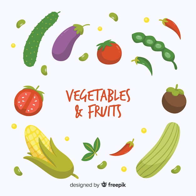 Fond De Fruits Et Légumes Dessinés à La Main