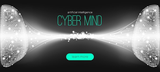 Fond futuriste de cyber-cerveau et d'intelligence artificielle