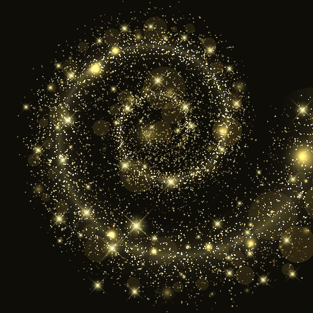 Fond de galaxie spatiale avec étoiles scintillantes, sentier en spirale de lumière