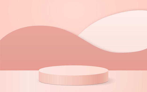 Fond géométrique rose avec un podium de produit Rendu 3d minimal