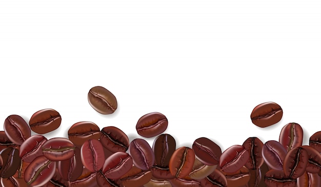Fond de grains de café réaliste avec blanc la place pour le texte. illustration