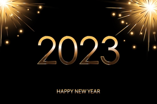 Vecteur fond de grande célébration du nouvel an 2023 avec illustration vectorielle de conception de feu d'artifice