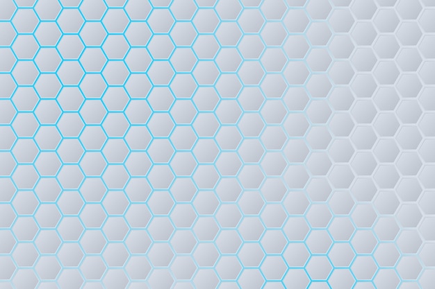 Fond de grille hexagonale géométrique blanc abstrait avec rétro-éclairage dégradé bleu marine