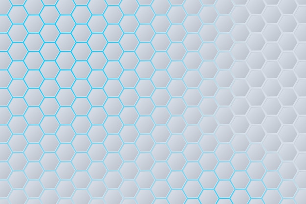 Fond de grille hexagonale géométrique blanc abstrait avec rétro-éclairage dégradé bleu marine