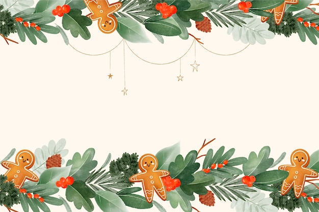 Fond de guirlandes de Noël aquarelle