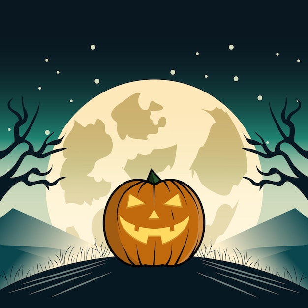 Vecteur fond d'halloween effrayant avec un design de citrouille vectoriel réaliste