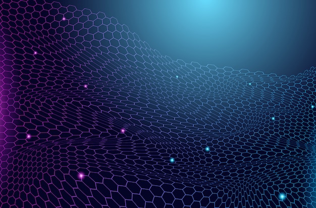 Vecteur fond d'hexagone ondulé coloré