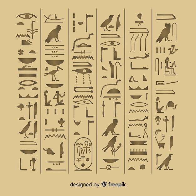 Vecteur fond de hiéroglyphes de l'égypte antique avec design plat