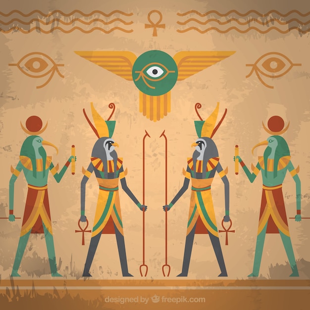 Fond De Hiéroglyphes égyptiens Avec Design Plat