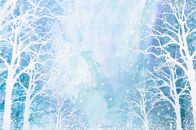 Fond d'hiver aquarelle