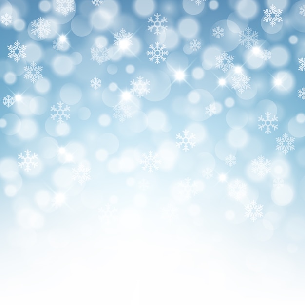 Fond d'hiver avec de beaux flocons de neige divers