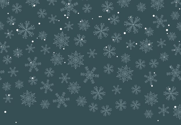 Fond D'hiver Avec Des Chutes De Neige Et Des Flocons De Neige. Fond De Joyeux Noël Et Bonne Année. Illustration Vectorielle.