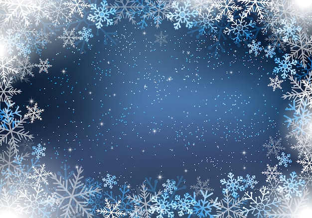 Fond D'hiver Avec Des Flocons De Neige Et De La Lumière