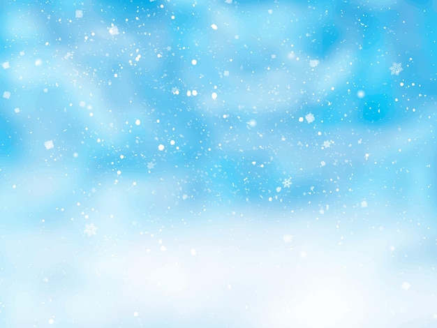 Fond d'hiver de vacances pour un joyeux Noël et une bonne année nouvelle ciel bleu d'hiver avec de la neige qui tombe