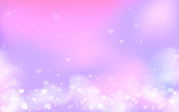 Fond holographique avec coeurs