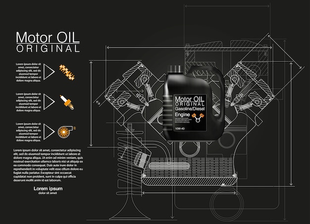 Fond D'huile Moteur Bouteille, Illustration, Illustrations Techniques.