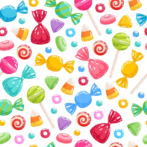 Vecteur fond d'icônes de bonbons colorés - illustration.