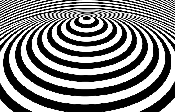 Vecteur fond d'illusion d'optique hypnotique noir et blanc.