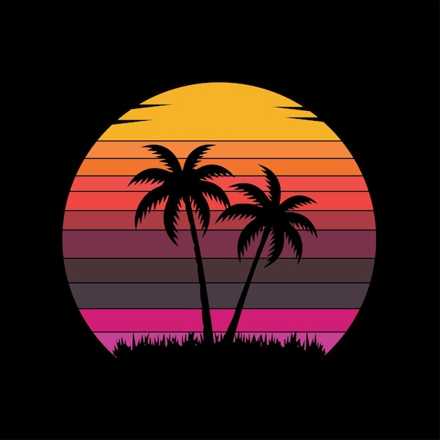 Fond d'illustration coucher de soleil plage avec ciel coloré