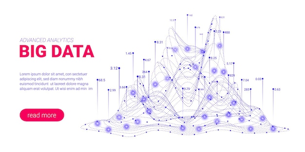 Fond d'information avec visualisation abstraite du flux de données volumineuses