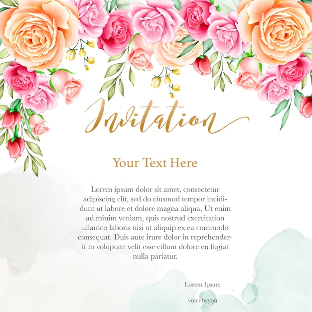 Fond D'invitation De Mariage Avec Modèle Floral Aquarelle