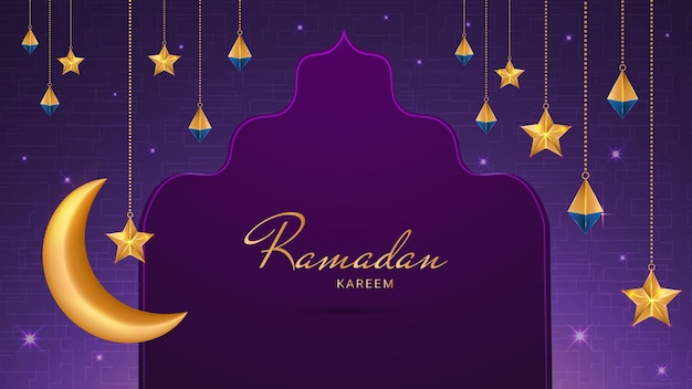 Fond Islamique Réaliste De Ramadan Kareem Avec Et Lanterne De Lune