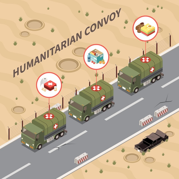 Fond Isométrique Du Convoi Humanitaire