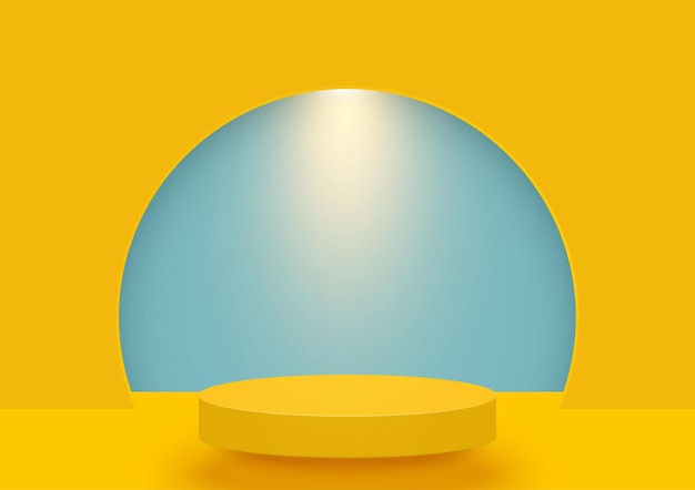 Fond jaune abstrait 3d avec podium de scène pour l'affichage du produit