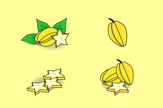 Vecteur un fond jaune avec une banane et quelques feuilles vertes.