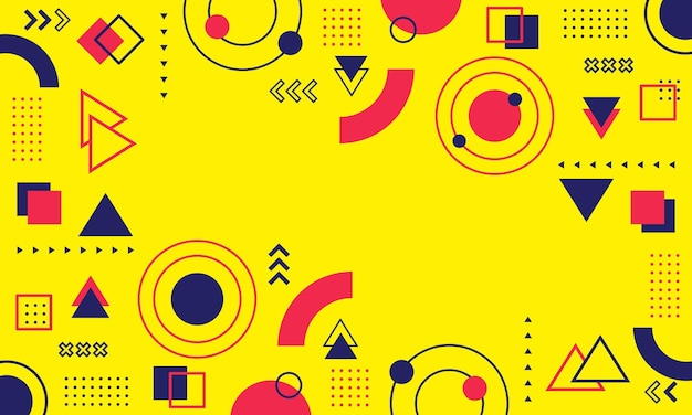un fond jaune avec un cercle rouge et noir et un cercle noir et rouge