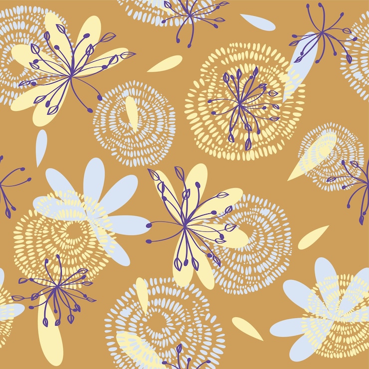 Vecteur un fond jaune avec un motif de fleurs abstrait