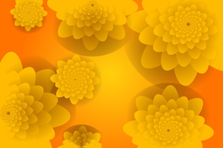 Vecteur un fond jaune avec un motif de fleurs et les mots fleurs
