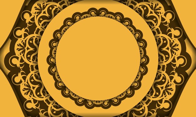 Fond jaune avec motif marron vintage pour la conception sous votre logo